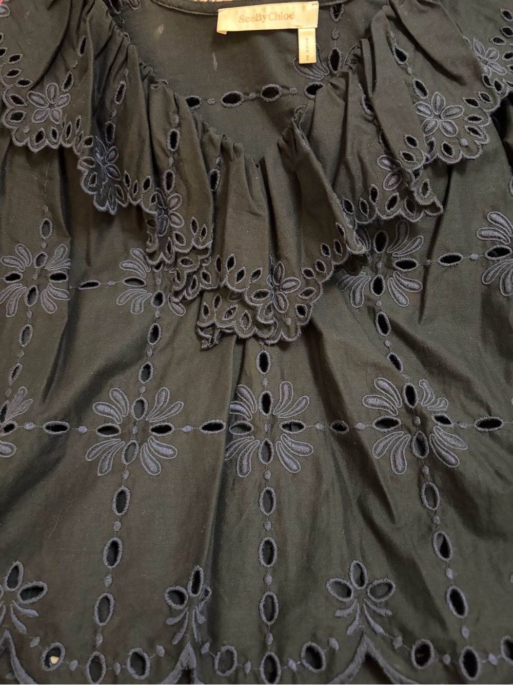 See by Chloe Broderie Anglaise Ruffle Blouse Size EU36/US4 - Picture 4 of 4